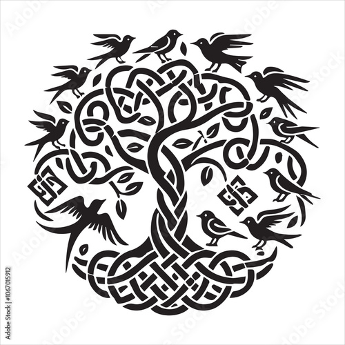 Wallpaper Mural Celtic Tree of Life Illustration - Celtic Tree Silhouette Vector Clipart Artwork Torontodigital.ca