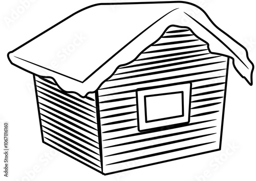 snowy house in winter Doodle element coloring page cartoon illustration photo