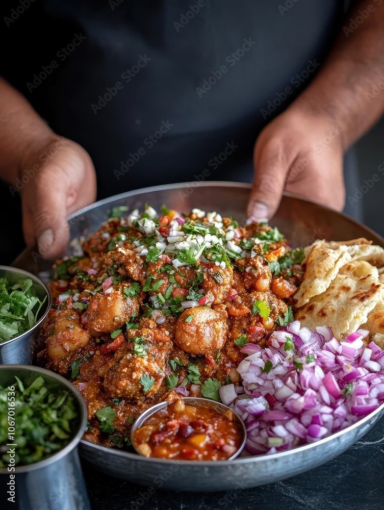 Delicious Chole Bhature Served with Fresh Sides Delicious Chole Bhature Served with Fresh Sides