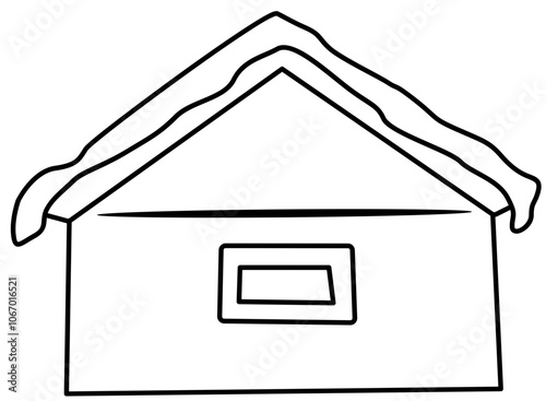 snowy house in winter Doodle element coloring page cartoon illustration photo