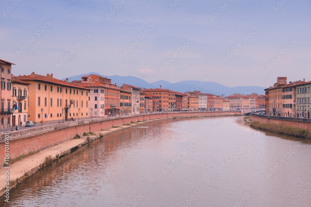 Fototapeta premium Pisa cityscape in Italy - retro style filtered colors.