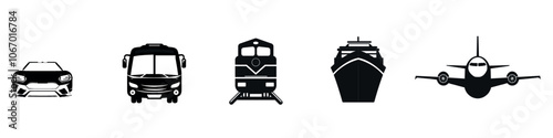 Transport line icons set.Public, travel and delivery transport icons. Vector illustration.