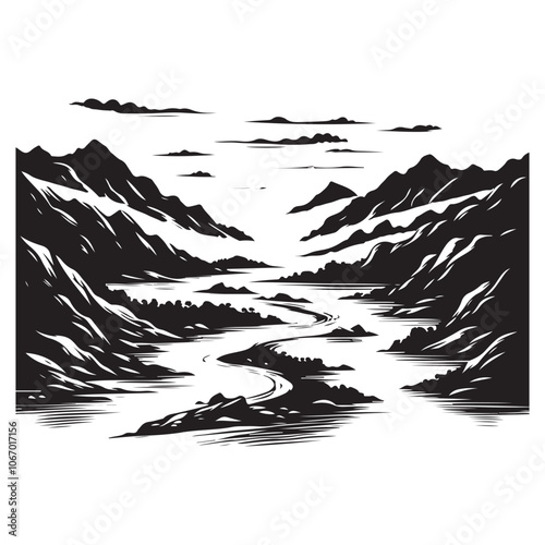 River Silhouette Vector Art, Icons, and Graphics