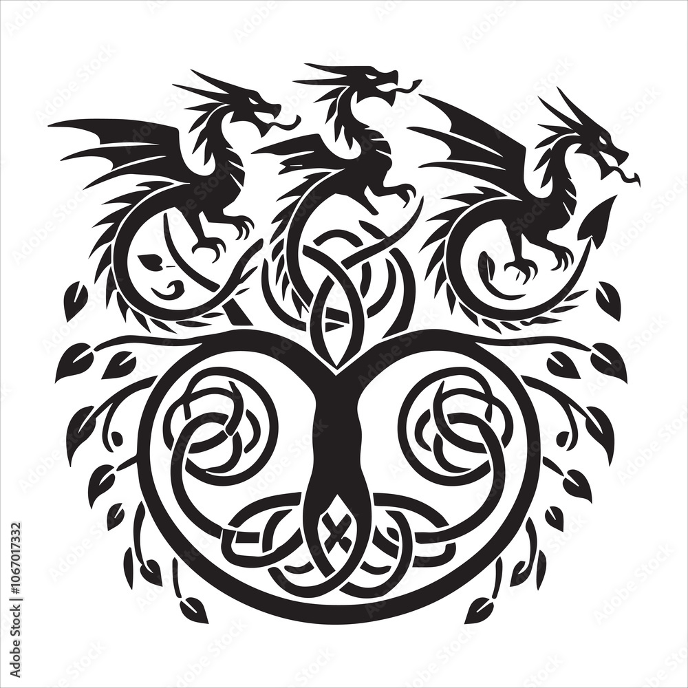 Obraz premium Celtic Tree of Life silhouette Clipart Design - Celtic tree Vector illustration