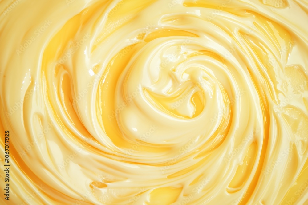 Swirled creamy yellow texture, smooth and glossy appearance, vibrant color Swirled creamy yellow texture, smooth and glossy appearance, vibrant color