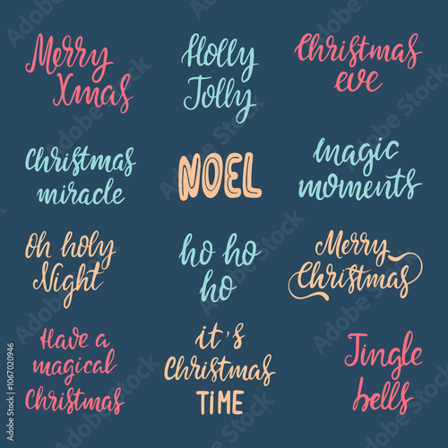 Set of colorful Christmas lettering