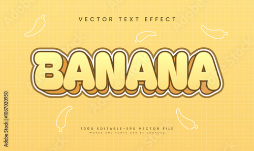 Yellow banana editable vector text effect, suitable for banana fruit theme.