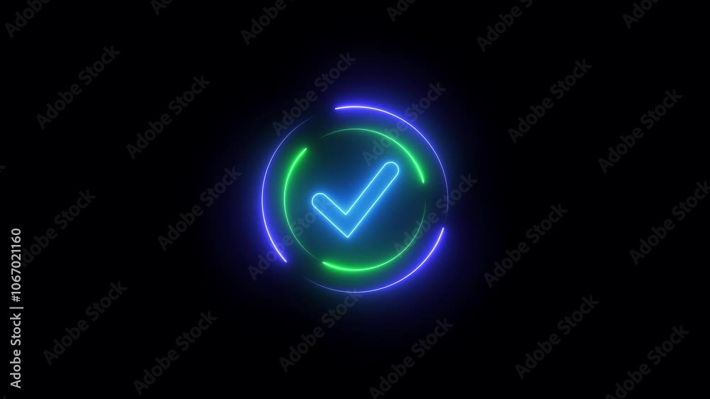 glowing neon Security check Icon. Tick mark approved icon. .Glowing neon light Check mark icon and tick mark icon. glowing neon Security check Icon. Tick mark approved icon. .Glowing neon light Check mark icon and tick mark icon.