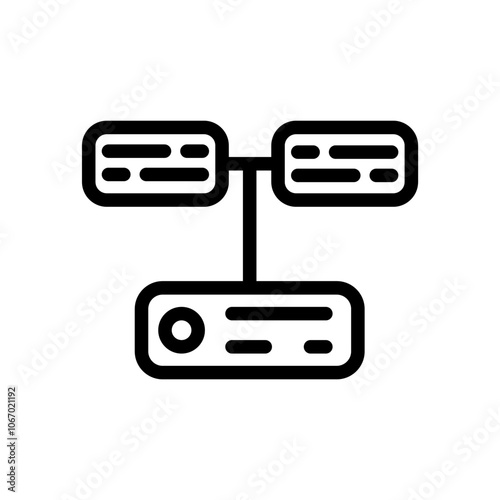 Icon Line database system. Outline style.