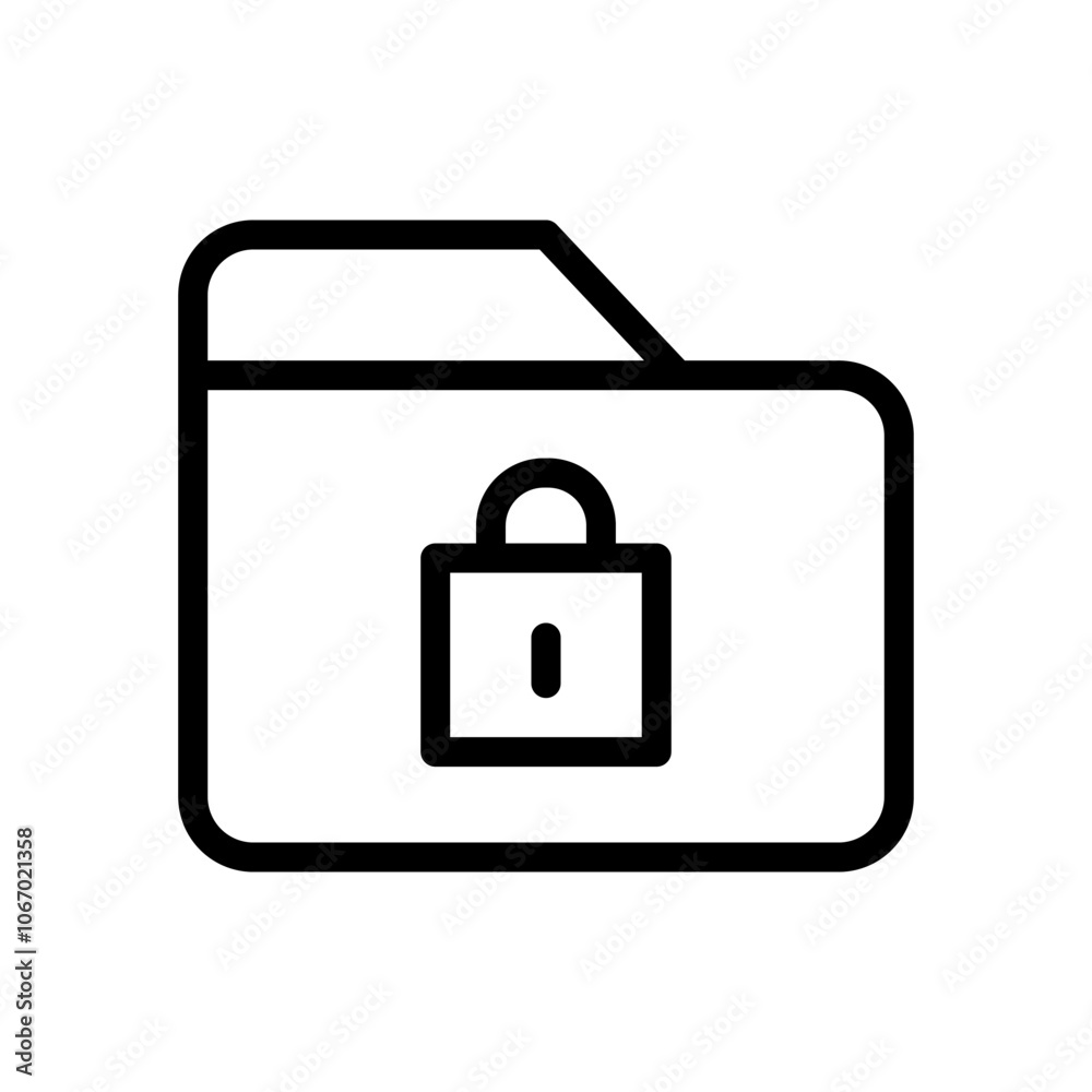 Icon Line folder lock. Outline style. Icon Line folder lock. Outline style.