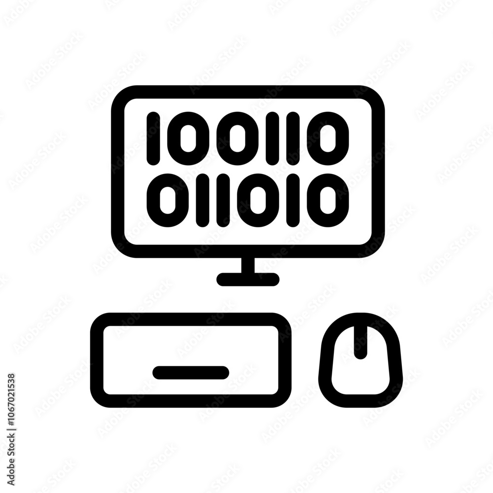 Icon Line computer binary coding. Outline style. Icon Line computer binary coding. Outline style.