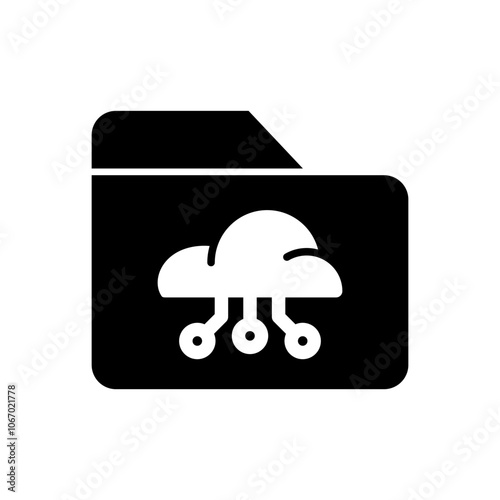Icon Glyph folder cloud system. Solid style.