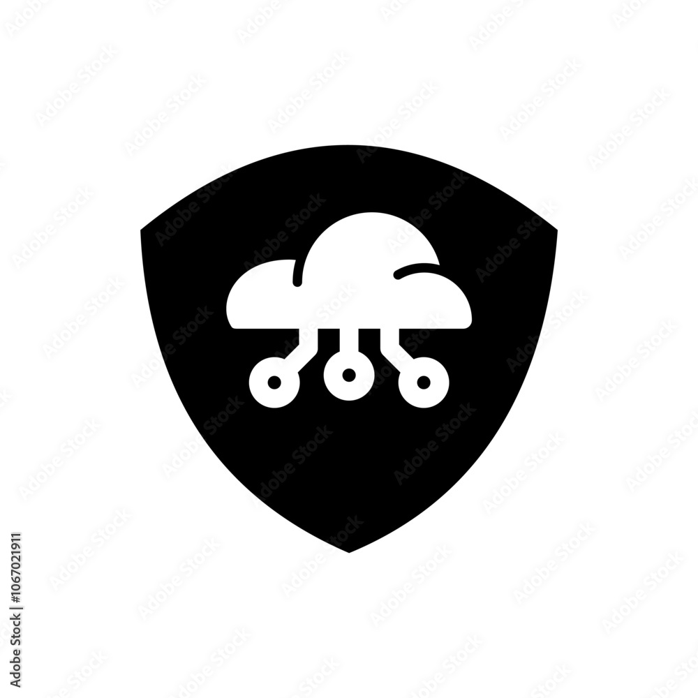 Icon Glyph shield cloud system. Solid style. Icon Glyph shield cloud system. Solid style.