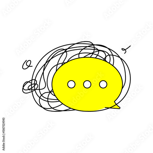 illustration a tangled rope that gradually unravels into a speech bubble. clear, simple, and efficient language. concepts related to communication, simplifying complex ideas, and avoiding convoluted