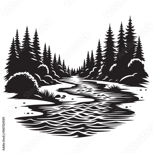 River Silhouette Vector Art, Icons, and Graphics