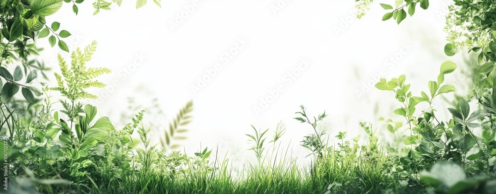 Fresh Green Spring Grass on White Background Fresh Green Spring Grass on White Background