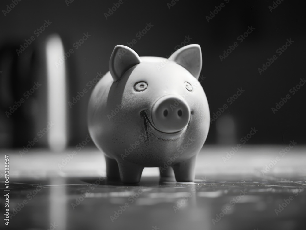 Fototapeta premium A piggy bank sitting on a table, symbolizing financial planning and investment for future goals.