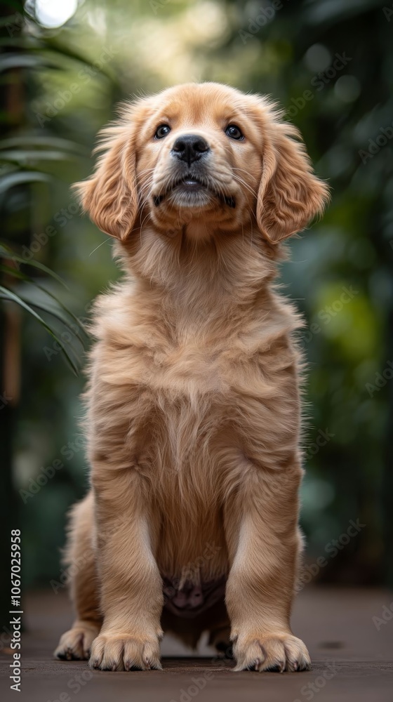 A playful golden retriever puppy. A playful golden retriever puppy.