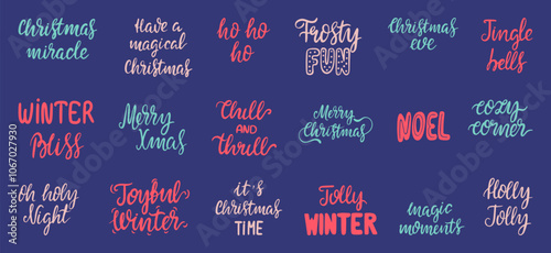 Big set of Christmas, Winter lettering