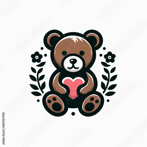 teddy bear logo illustrated