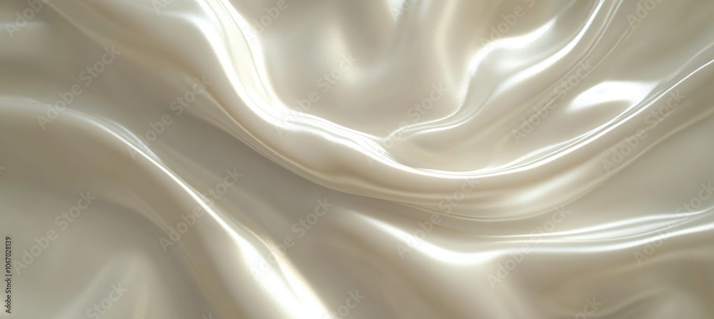 Obraz premium Flowing, White Satin Texture, Abstract Background With Soft Lighting And Elegant Drapes