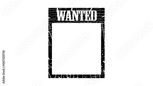 wanted poster frame, black isolated silhouette