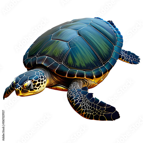 front  view of  green turtle isolated on transparent background