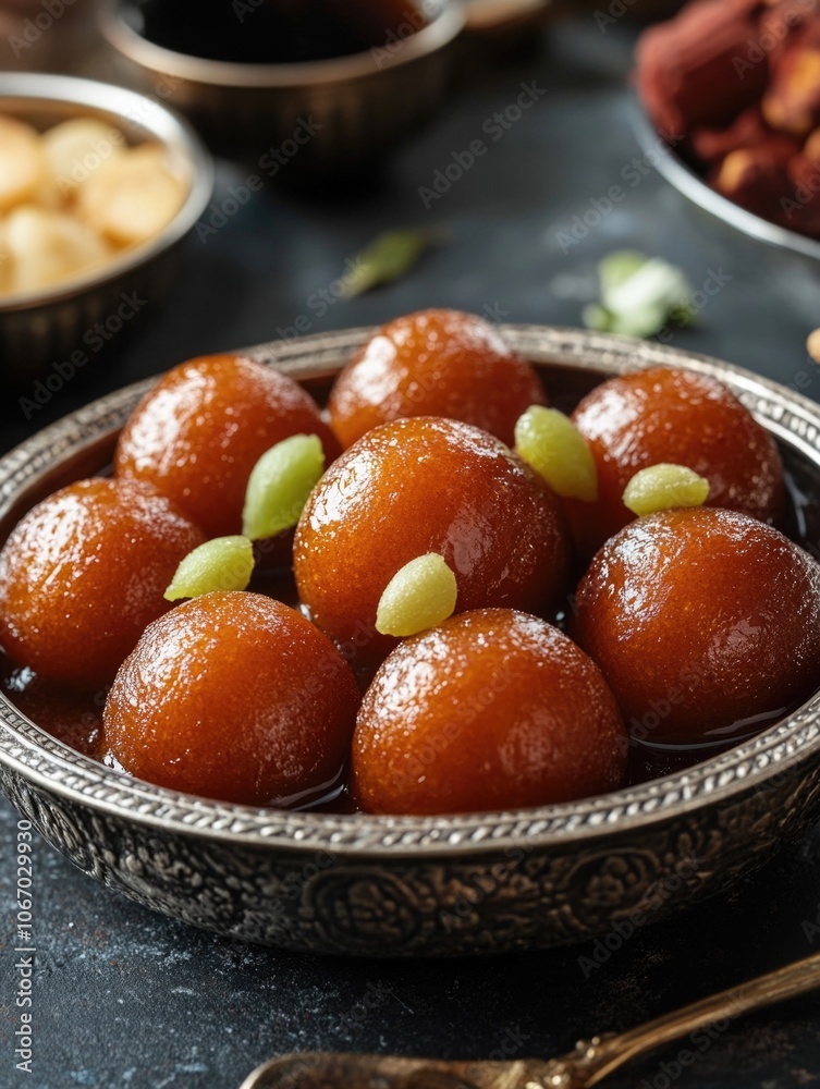 Traditional Indian sweet balls served in syrup. A delicious treat for festivals like Diwali. Traditional Indian sweet balls served in syrup. A delicious treat for festivals like Diwali.