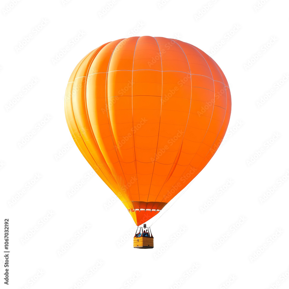 Bright orange hot air balloon soaring high against a clear blue sky during a serene morning at a festival Bright orange hot air balloon soaring high against a clear blue sky during a serene morning at a festival