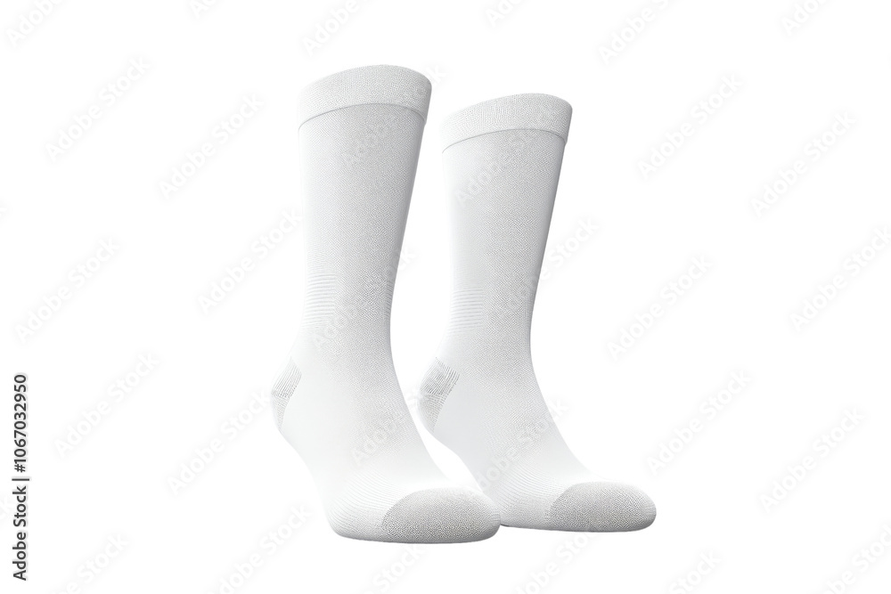 White socks with a seamless design showcased against a transparent background for versatile styling options in various settings White socks with a seamless design showcased against a transparent background for versatile styling options in various settings