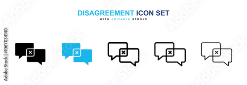 Disagreement icon set in black and blue color