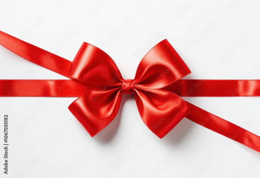 Luxurious Red Ribbon Bow on White: Perfect for Gift Promotions, Holiday Ads, and Festive Branding,top view,Christmas present wrapping,perfect for gift wrapping and decoration Luxurious Red Ribbon Bow on White: Perfect for Gift Promotions, Holiday Ads, and Festive Branding,top view,Christmas present wrapping,perfect for gift wrapping and decoration