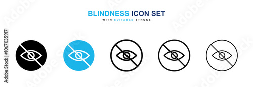 Blindness icon set in black and blue color