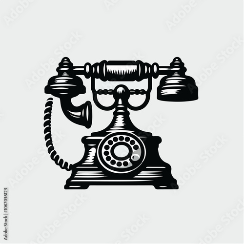 vintage telephone logo illustrated