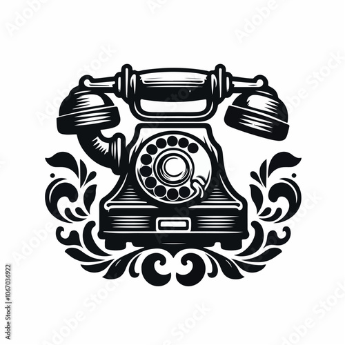 vintage telephone logo illustrated