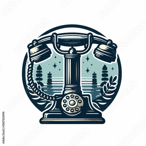 vintage telephone logo illustrated