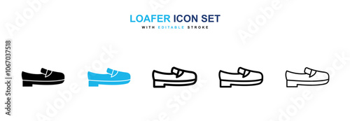 Loafer icon set in black and blue color