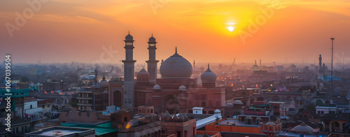 Beautiful cityscape of New Delhi, India at sunset
