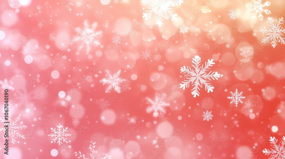 Snowflakes scattered on vibrant red background, festive winter scene. Snowflakes scattered on vibrant red background, festive winter scene.