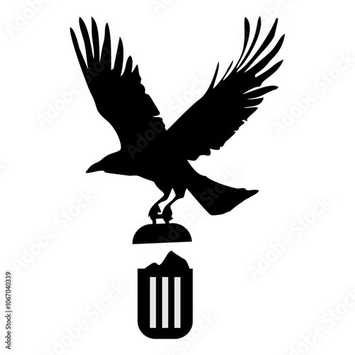 illustration of an animal throwing rubbish in a trash can