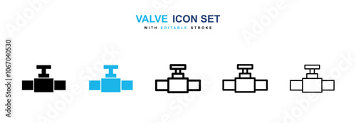 Valve icon set in black and blue color