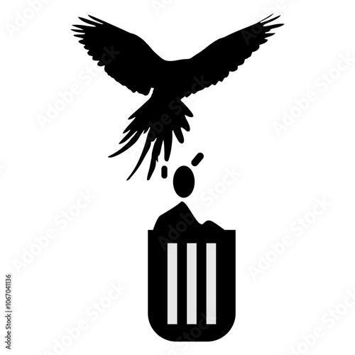 illustration of an animal throwing rubbish in a trash can