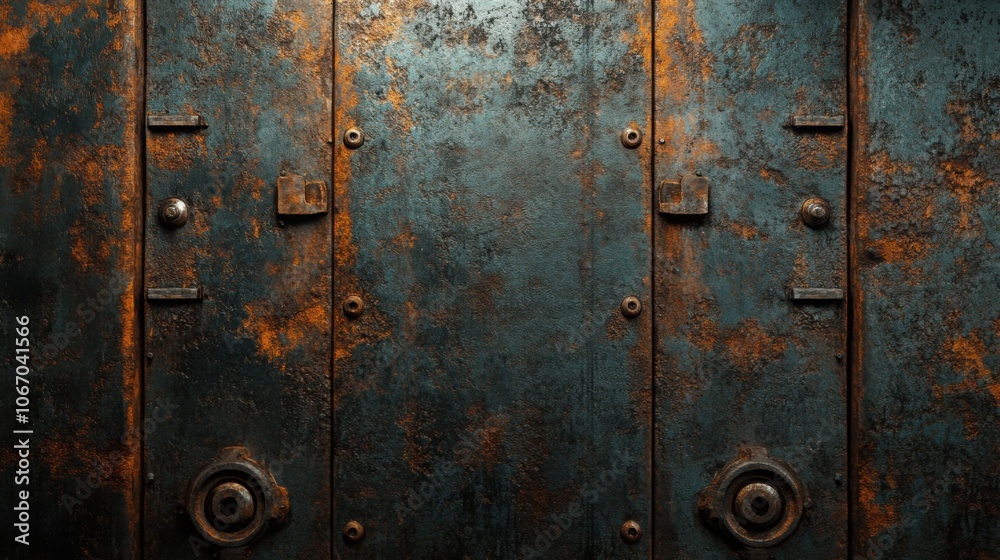 Fototapeta premium Dark, grunge metal texture with rust spots, rough surface, industrial feel