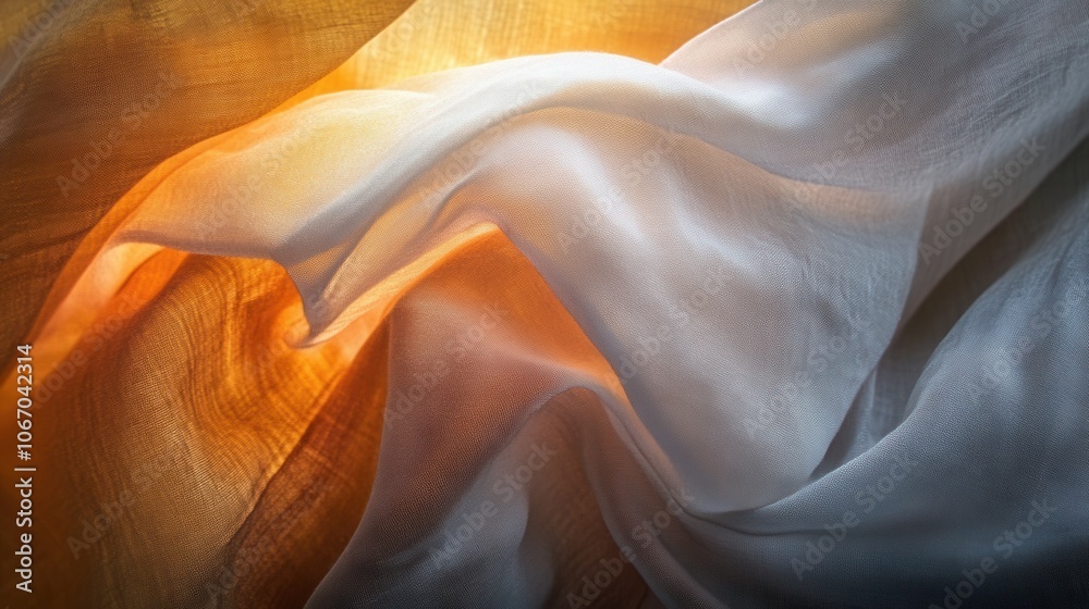 Gentle fabric folds in soft light, warm colors, abstract textile texture, inviting. Gentle fabric folds in soft light, warm colors, abstract textile texture, inviting.