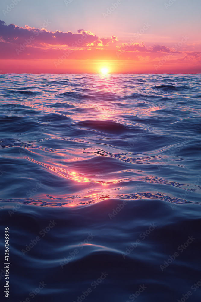 Fototapeta premium Abstract sunset gradient blending vibrant colors with a subtle ripple texture, creating a calm, flowing effect,