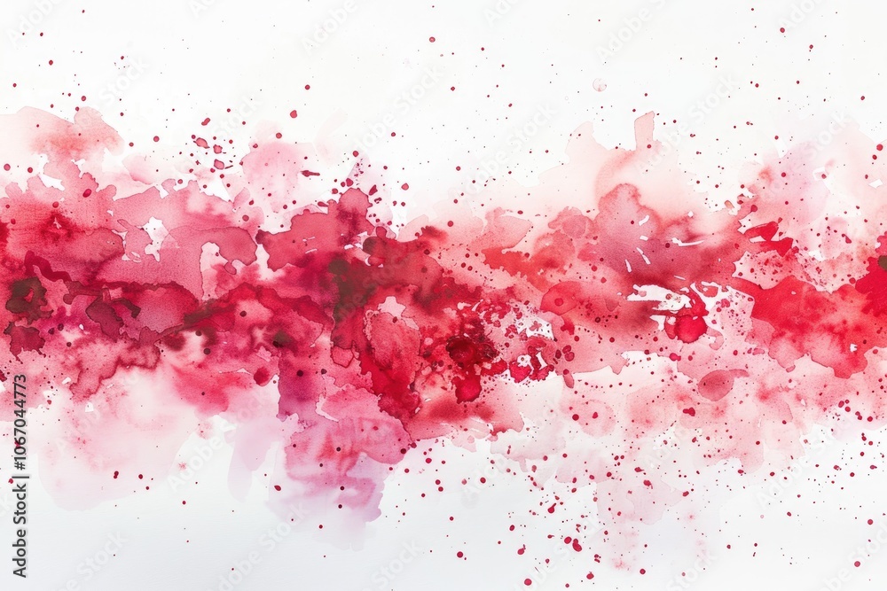 Abstract Watercolor Painting with Red Splatter and Blobs on White Background Abstract Watercolor Painting with Red Splatter and Blobs on White Background