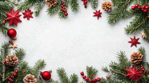 Wallpaper Mural Festive Christmas decorations with red ornaments on white background. Torontodigital.ca