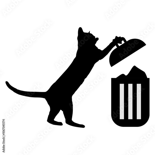 illustration of an animal throwing rubbish in a trash can