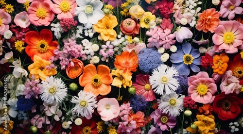 field of flowers, flowers in the field, colored flowers under the sky, colored flowers, flowers field