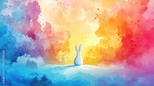 Watercolor painting of a minimalist resurrected figure exploring themes of rebirth and spirituality photo